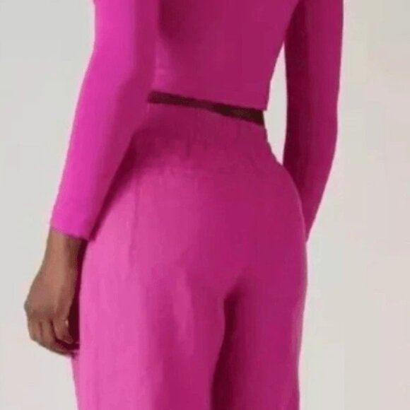 ATHLETA RETREAT WIDE LEG LINEN PANTS PANT RESORT VACATION PINK XXS PETITE - Picture 7 of 15